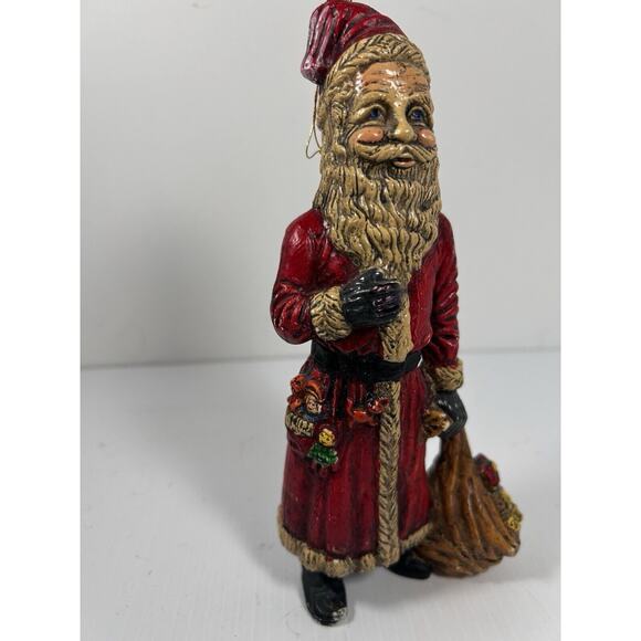 Vtg 8.5" Plastic Santa Claus W/Toy Sack Blow Mold Tabletop Ornament Rosy Cheeks - Picture 2 of 9